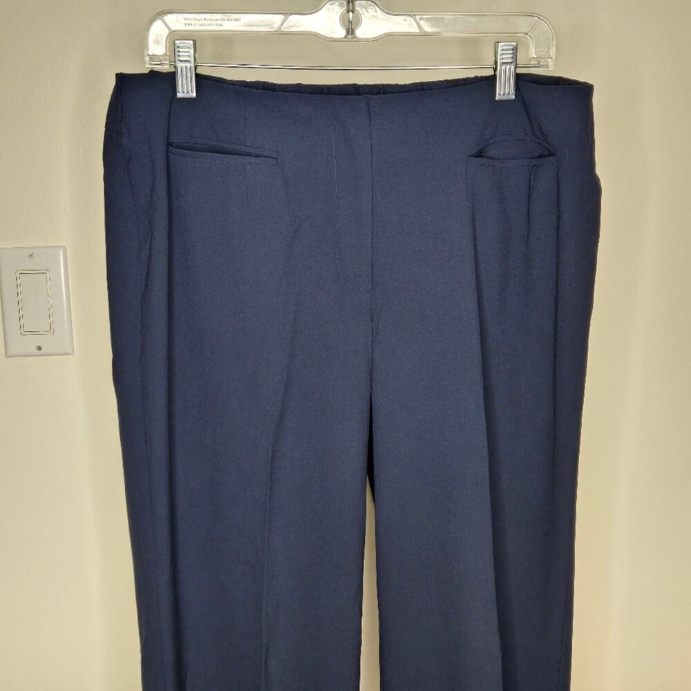 TALBOT'S Stretch Navy Blue Dress Pants Size 14 Petite Flat Front with Pockets